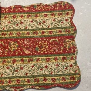 Quilted Provençal Floral Table Runner in red/green/yellow/cream
